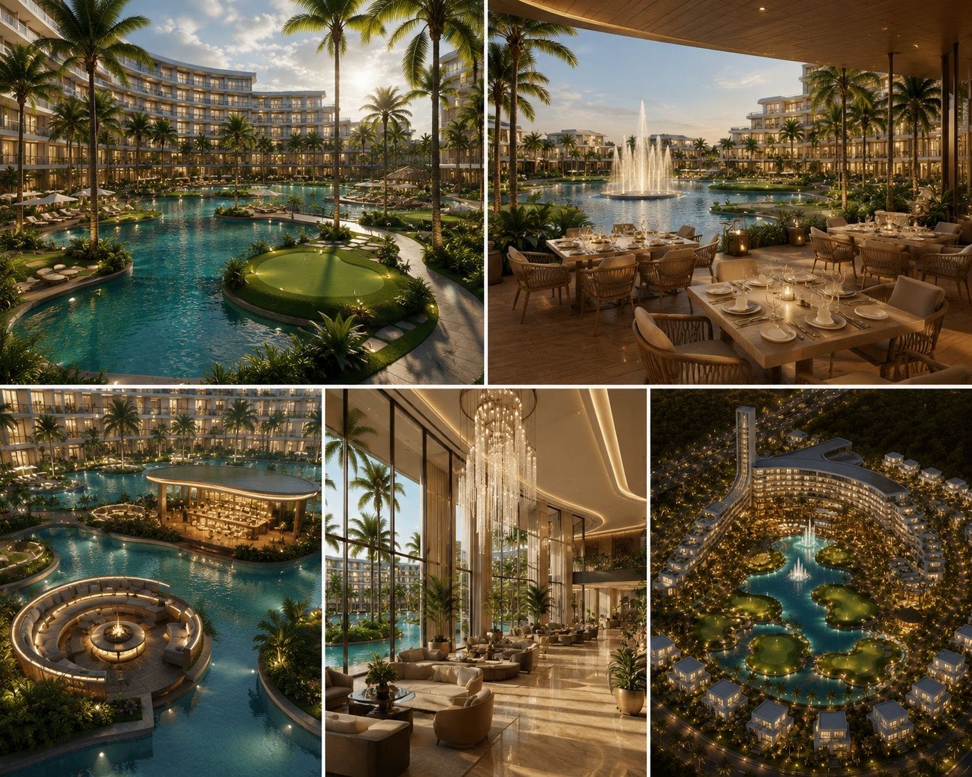Hotel project dining and aerial collage